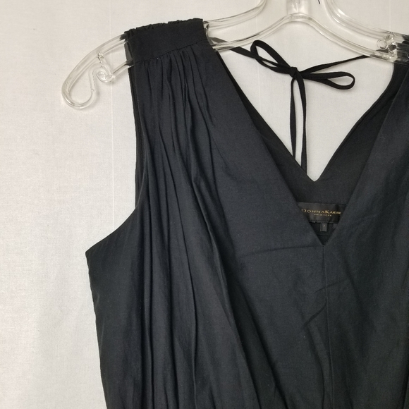 Donna Karan Black Cotton Embroidered Eyelet Hem Sleeveless A-line Dress Size 2 - Picture 5 of 16